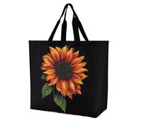 Orange Yellow Sunflower Novelty Women's Shoulder Tote Bag Shopping Bags Reusable Lightweight Grocery Handbags Travel Storage Pouch