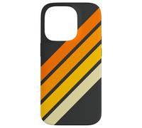 Orange Yellow White 70s Style Retro Stripes on Black Case for iPhone 14 Pro