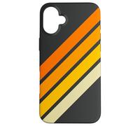 Orange Yellow White 70s Style Retro Stripes on Black Case for iPhone 16 Plus