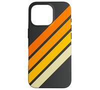 Orange Yellow White 70s Style Retro Stripes on Black Case for iPhone 16 Pro