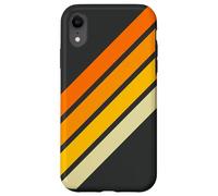 Orange Yellow White 70s Style Retro Stripes on Black Case for iPhone XR