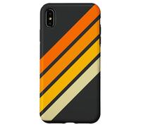 Orange Yellow White 70s Style Retro Stripes on Black Case for iPhone XS Max