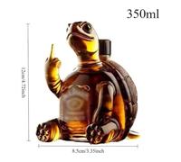 OrangeClub 350ML Whiskey Decanter, 3D Turtle Art Statue Sculpture Whisky Decanter with Stopper, Glass Turtle Funny Animal Glass Wine Bottle for Gift & Home Bar Decor (Regular)