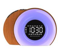 OrangeLight Wake Up Light Sunrise Alarm Clock for Bedroom Sunrise Sunset Simulation 23 Natural Sounds 13 Colors Night Light Dual Alarms and Snooze Sleep Aid for Heavy Sleepers Kids Adults (Wood Grain)