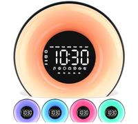 OrangeLight Wake Up Light Sunrise Alarm Clock with Sunrise Sunset Simulation 23 Nature Sleep Sounds 13 Colors Night Light Dual Alarms Snooze Function Sleep Aid for Heavy Sleepers Kids Adults (Black)