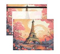 Oranger Paris Tower 3 Ring Binder Clear Binders Pencil Pouches Bags Case(2 Pack)