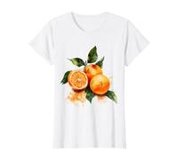 Oranges Fruit Motif Art Oranges T-Shirt, Women, White, X-Large
