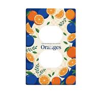 Oranges Kitchen Duplex Outlet Covers Wall Plate, Contemporary Fruit Leaves Blueberries Summer Orange Plastic Standard Size Wall Plates for Electrical Outlets for Bedroom Bathroom Home Entrance Decor