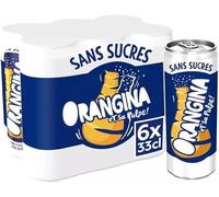 Orangiina Sparkling Fruit Diet Drink; Multipack of 6 x 330ml cans with Zero Sugar; contains a blend of citrus juices, real orange pulp and orange zest - pack of 4