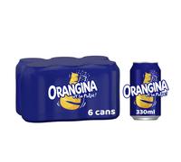 Orangina Sparkling Fruit Drink Multipack of 6 x 330ml cans contains a blend