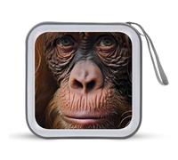 Orangul Monkey Face CD Case 40 Capacity Plastic DVD Storage Box Sleeves Zippered Wallet