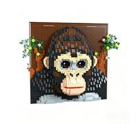 Orangutan Animal 3D Wall Art Micro Mini Building Blocks Set for Adults, Unique Home Wall Decor or Table Display, Ideal Birthday Christmas Toy Gift for Teens (1810 PCS)