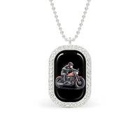 Orangutan Ape Riding Motorcycles Pendant Necklace Fashion Jewelry Square Pendant with White Drill Border One Size