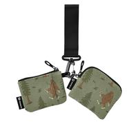 Orangutan Grey Wildman Women's Coin Pouches Card Holder Small Detachable Women's Money Organizers with Zipper Pocket for Work Travel 2 Pcs, Orangutan Grey Wildman, One Size
