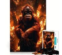Orangutan in Burning Forest 1000 Pieces Jigsaws Adults Puzzles Gifts Boost Memory Mental Relax Premium Cut Warm Surprise (50x75cm)