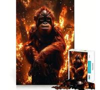 Orangutan in Burning Forest Hard Jigsaw Puzzle for Adults 1000 Pieces Solid Logic Toy Simple Fun Precision Cut (38x26cm)
