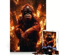 Orangutan in Burning Forest Hard Jigsaw Puzzle for Adults 1000 Pieces Solid Logic Toy Simple Fun Precision Cut (38x26cm)
