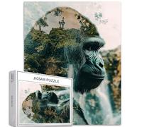 Orangutan in The Forest 1000 Piece Jigsaw Puzzles for Adults Jungle Waterfall Background Art Jigsaw Puzzle Challenging Family Activity Games Colorful DIY Craft Puzzle for Home Decor Gifts 50×70cm