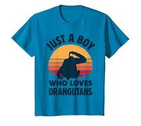 Orangutan Just A Boy Who Loves Orangutans Men Retro Vintage T-Shirt, Youth, Sapphire Blue, X-Small