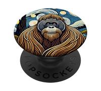 Orangutan Monkey Zoo Animal - Van Gogh Starry Night Style PopSockets Adhesive PopGrip