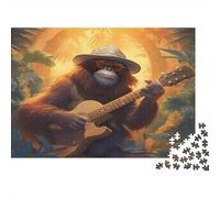 Orangutan Playing Guitar-Tropical Jungle Art Style Jigsaw Puzzles 1000 Pieces in Thick Cardboard Jigsaws with Mindfulness Puzzles for Brain Teasers for Adults As Birthday Gifts for Women/Men 38x26c