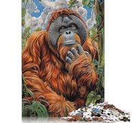 Orangutan Portrait Puzzle Family Fun Paper Rectangular Jigsaw Puzzle for Boy Or Girl Children's Day Gifts 500pcs (52x38cm)