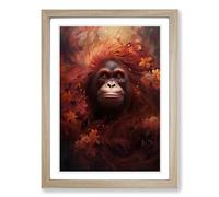 Orangutan Romanticism No.2 Framed Print | A2 Oak Framed Wall Art | Ready to Hang | Modern Animal Picture | Living Room Bedroom Lounge Office