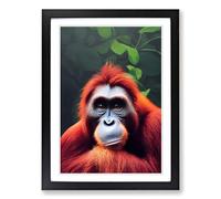 Orangutan Stare Framed Wall Art Print, Ready to Hang Picture for Living Room Bedroom Home Office, Black A2 (48 x 66 cm)