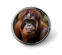 Orangutan Taking Photo Round Badge Cute Enamel Lapel Pin Brooches Button Pin Personalized Clothing Decoration Unisex Badge Holder Hats Bags Shirts Decor
