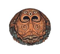 Orangutan Tribal Pattern Print Shower Cap For Women Double Layer Waterproof Bath Cap Elastic Reusable Shower Hat Hair Protection Bath Hat For Spa Salon Bathing Ladies