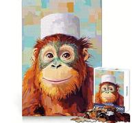 Orangutan with Chef's Hat Painting Jigsaw Puzzles for Adults 1000 Piece Mind Puzzle Slow Enjoy Image Assembly Perfect Present (38x26cm)