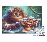 Orangutans Jungle Jigsaw Puzzle for Adults 1000 Piece Jigsaw Puzzle 1000 Pieces Puzzle Game Bathing Scene Relax Focus Family Decor Gift 38x26cm/1000pcs