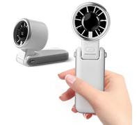 ORANJUZIGO Handheld Turbo Fan with LED Digital Display and 180°Folding Design,5 Speeds Adjustable,Portable Handheld Folding Fan with 5 Speed Adjustable Speed (white)