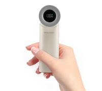 ORANJUZIGO Mini Handheld Fan with 5 Speed Adjustable,LED Digital Display and Portable Personal Cooling Fan with USB Rechargeable Battery for Travel,Office,Outdoor and Home (Beige)