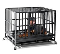 Oranland 38 inch Heavy Duty Indestructible Dog Crate,2024 New Upgraded Reinforced Baseplate for Large Dogs,XL Dog Kennel Indoor for High Anxiety Dogs/Max Load Capacity 200lbs/Double Door with Wheels
