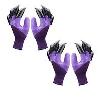Oranlife Garden Genie Gloves with Claws Waterproof Gardening Gloves For Digging and Planting, Best Gardening Gifts for Women and Men [2 Pairs, Purple]