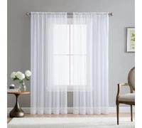 Oranlife Sheer Curtains 2 Panels, Window Treatment Semi Transparent Net Curtains, Semi Transparent Chiffon Curtains Sheer White Window Curtains for Bedroom Living Room 52x84inch, White