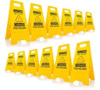 OranLite 12 Pack Caution Wet Floor Sign, A-Shaped Foldable Sturdy Bilingual Double Sided Safety Warning Signs for Commercial Use, Kitchen, Pool, Workplace, Hotel, Indoor & Outdoor