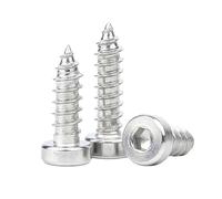 ORANXIN M2 x 4mm 100 Pcs Low Profile Cylindrical Head Hex Socket Self Tapping Screws Stainless Steel 304 Thin Head Internal Hex Self Drilling Screws