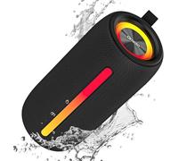 oraolo Bluetooth Speaker, IPX6 Waterproof Speaker,24W Portable Wireless Speaker with RGB Lights,Bluetooth 5.4,Loud Stereo Sound for Home/Beach/Camping, Support TWS/AUX/TF Card (Black)