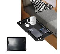 ORARTMM Bed Organiser for Hanging, Black Hanging Bed Organiser, Tray Organiser with Cable Management, Bedside Shelf for Storing Mobile Phone, Book, Glasses, Bag (Black)