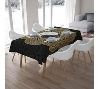 ORARtmm Black and Gold Yin Yang Tablecloth, Yin Yang Tablecloth, Mandala Tablecloth, Tablecloth Rectangle, Tablecloth Square, Christmas Home Gift_60" X60