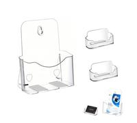ORARTMM Pack of 2 Acrylic Flyer Stands with Business Card Holder, Transparent Flyer Holder for Brochures, Brochures and Advertising, Flyer Stand and Brochure Holder for Table or Counter
