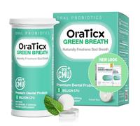 OraTicx Green Breath Oral Care Probiotics, Naturally Support Freshens Bad Breath & Healthy Mouth, Dental Probiotic Supplement 8 Billion CFU, Mint Flavor 30 Lozenges 1-PK
