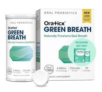 OraTicx Green Breath Oral Care Probiotics, Naturally Support Freshens Bad Breath & Healthy Mouth, Dental Probiotic Supplement 8 Billion CFU, Mint Flavor 30 Lozenges 1-PK