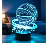 OraTrade Basketball 3D Illusion Night Light, Basketball Gifts for Boys, 7 Colour Changing Touch Lamp, USB Battery Powered Bedroom Decor, Birthday Christmas Easter Gifts