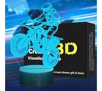OraTrade Motorcycle 3D Night Light for Kids,7 Colour Changing LED Bedside Lamp,Touch Control Motocross Illusion Lamp with USB Rechargeable & Battery Powered,Gift for Boys Girls Dirt Bike Lovers Rider