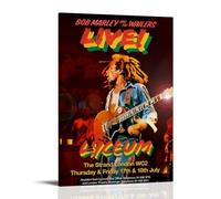 ORAUSEUN Bob Marley And The Wailers Live 1975 Poster Wall Art Canvas Aesthetic Cover Vintage Poster Decorative Painting for Rooms 12x18inch(30x45cm) Frame-style