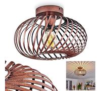 Oravi Ceiling Light, Round Ceiling lamp Made of Metal in Copper Colour/Black, 1-Flame, E27 Socket, Ø 30 cm, Light in Retro/Vintage Design with Great Light Effect Due to Lattice Optics, Without Bulbs