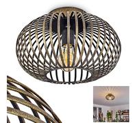 Oravi Ceiling Light, Round Metal Ceiling lamp in Black/Gold Antique, 1-Flame, E27 Socket, Without Bulb, Ø 30 cm, Retro/Vintage Light with Great Lighting Effect Due to Lattice Optics